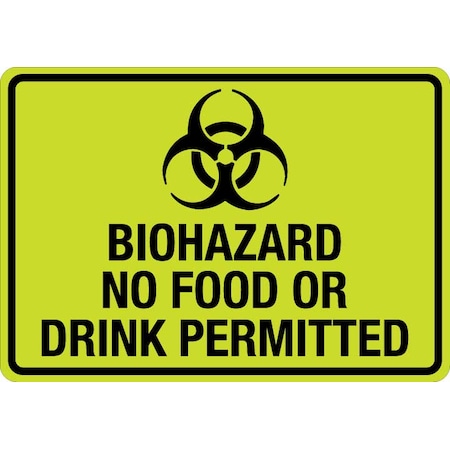Sign, Biohazard No Food Or Drink Permitted (W Sym)